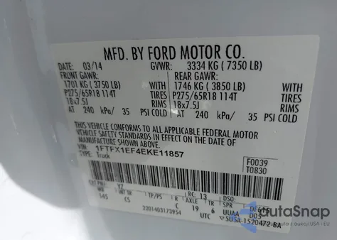2014 Ford F-150 Stx from USA, damaged, VIN 1FTFX1EF4EKE11857